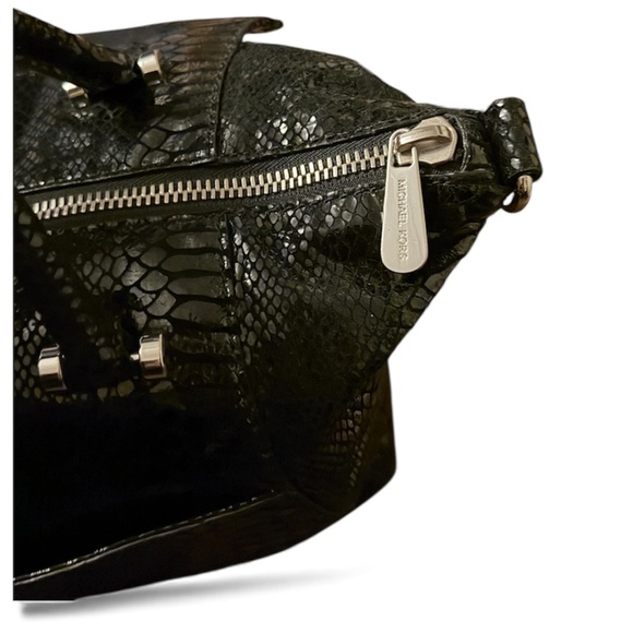 Michael Kors Snake Embossed Leather Shoulder Bag/Cross Body Jet Set BlacK - Picture 6 of 16